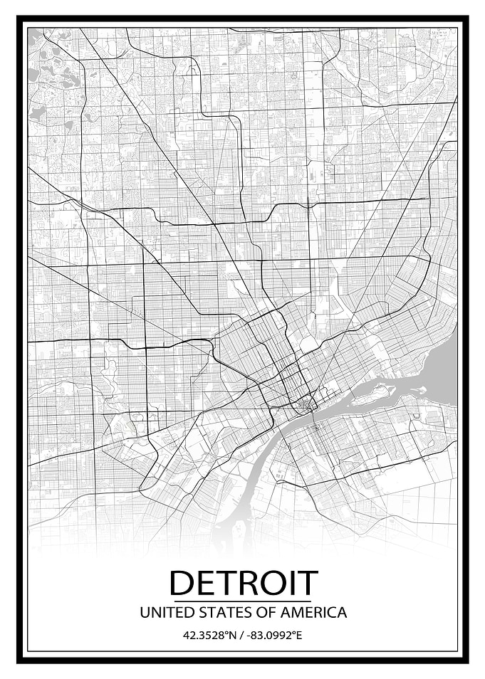 Detroit White Map