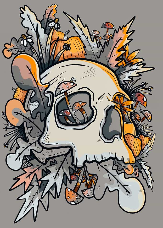 Mushrooms and the skull