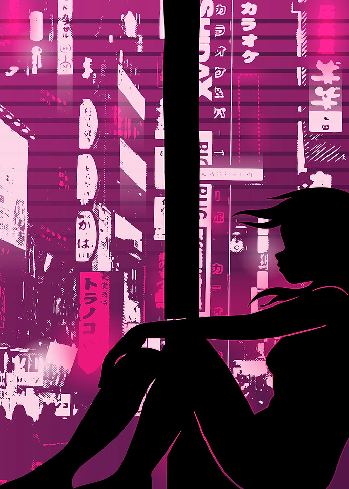 Vaporwave sad girl glitch