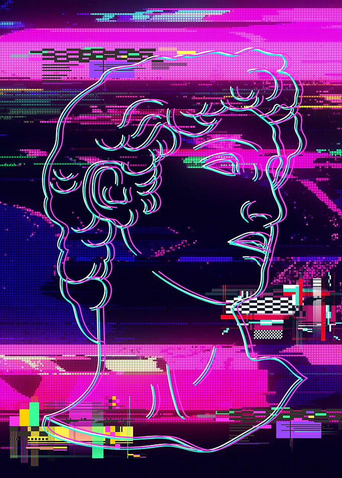 Vaporwave Greek Statue 3