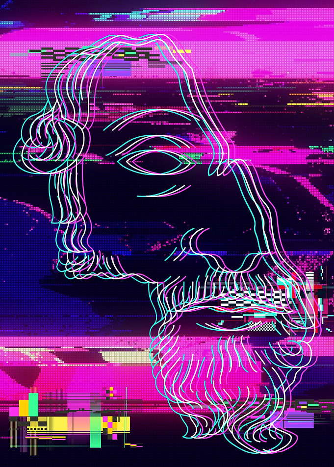 Vaporwave Greek Statue 11