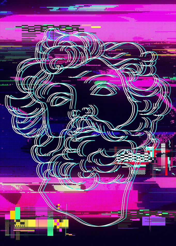 Vaporwave Greek Statue 9
