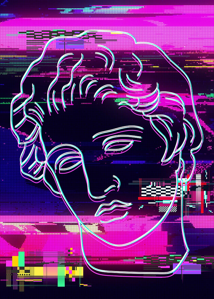 Vaporwave Greek Statue 8