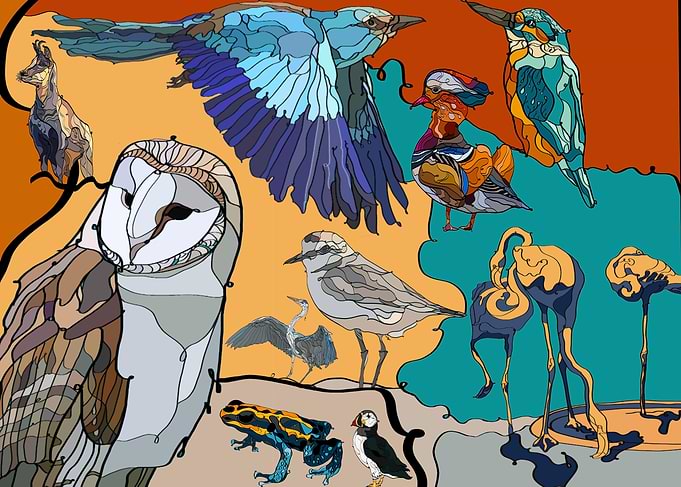 Wild animals composition