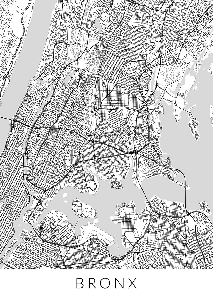 New York Bronx White Map