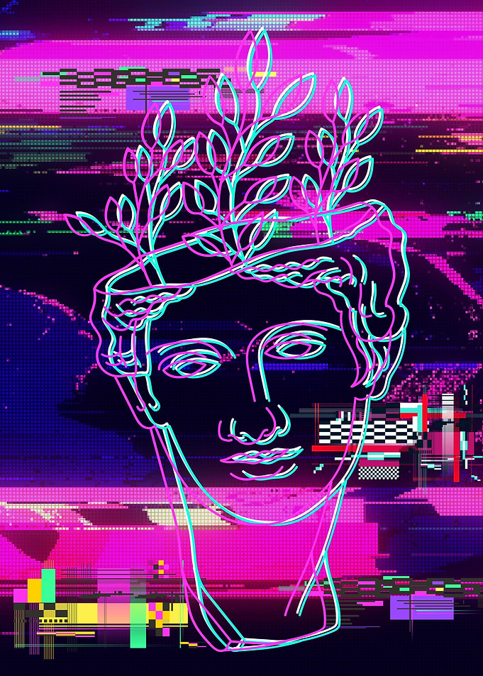 Vaporwave Greek Statue 7