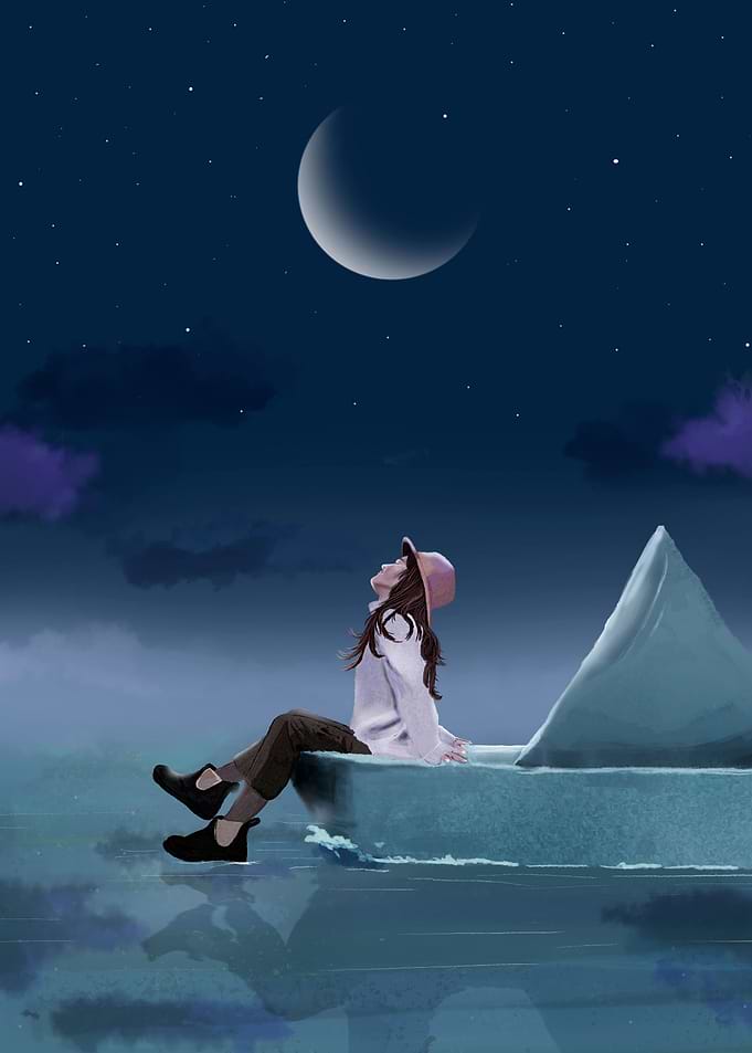 Under a starry sky