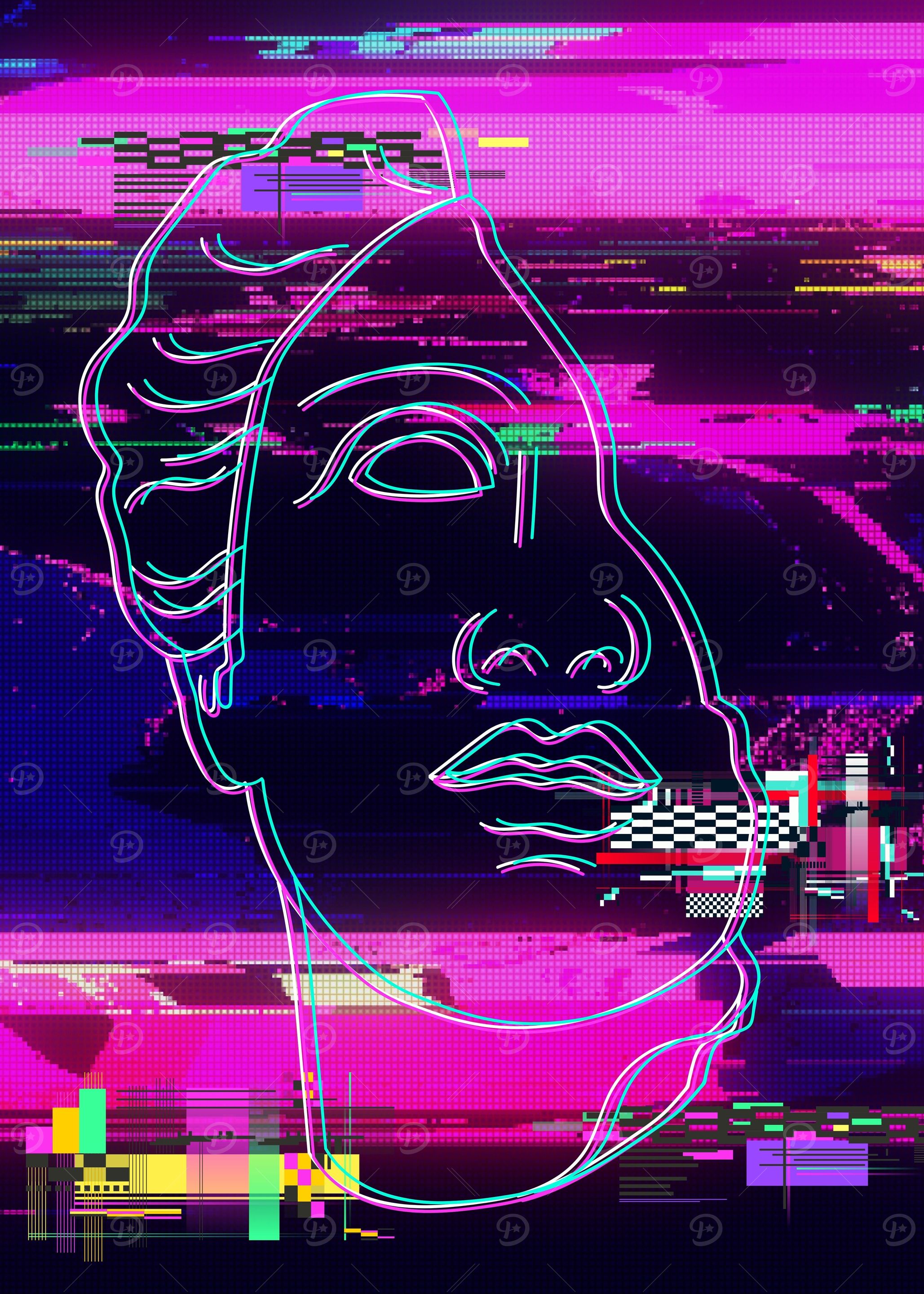 Vaporwave Greek Statue 5