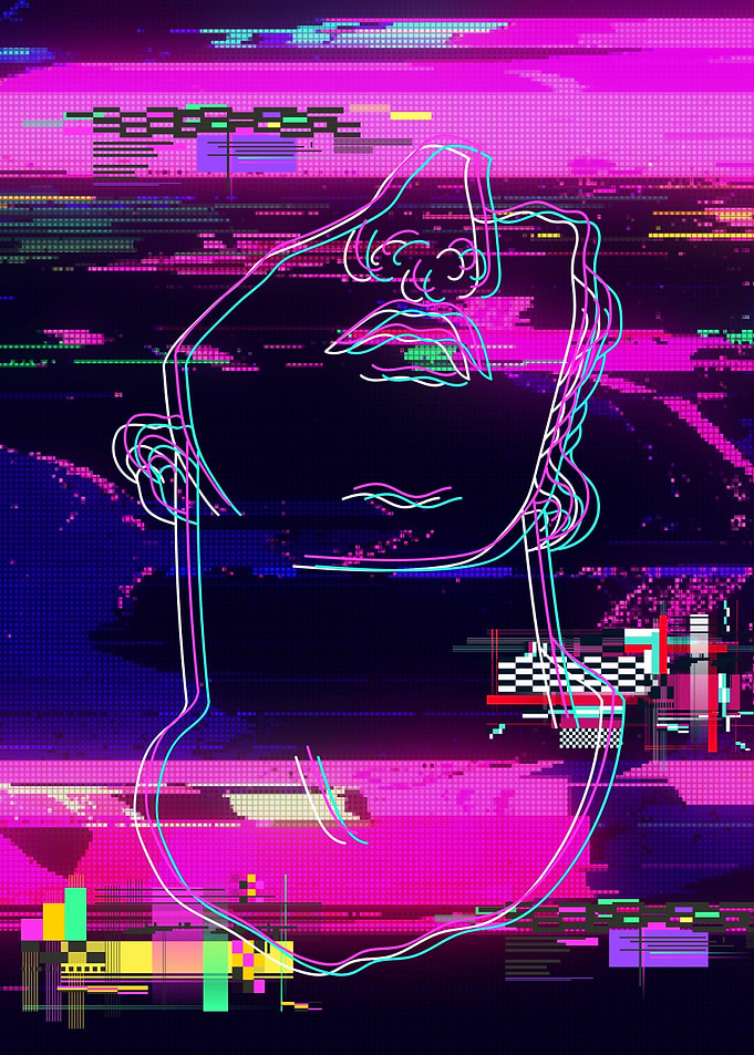 Vaporwave Greek Statue 4