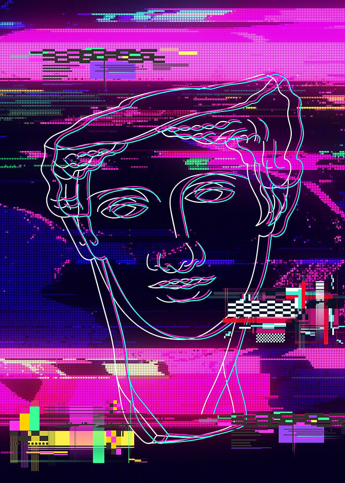 Vaporwave Greek Statue 2