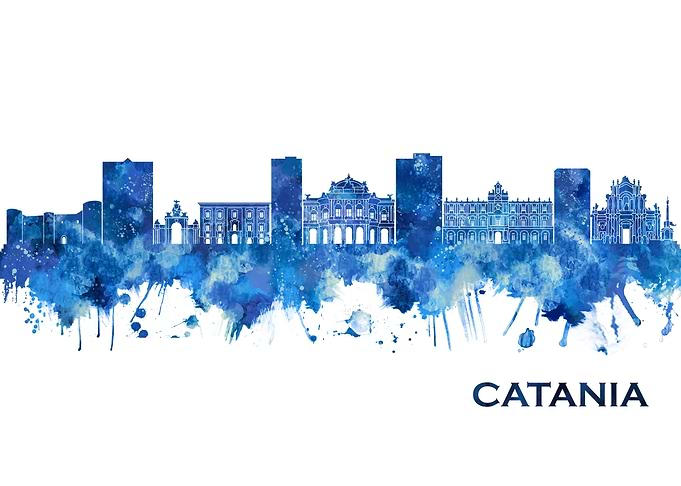 Catania Italy Skyline Blue