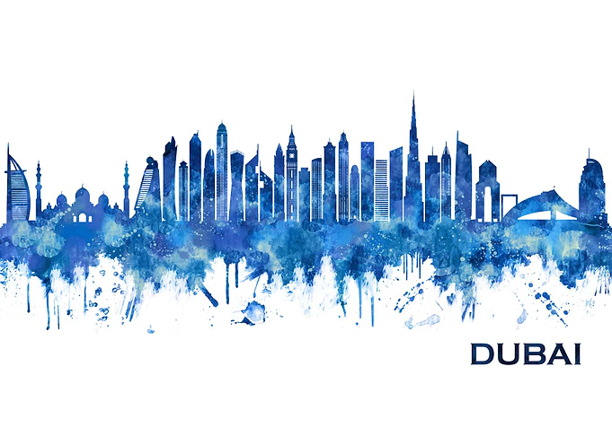 Dubai UAE Skyline Blue