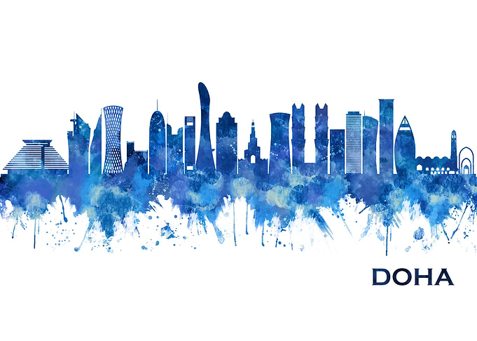 Doha Qatar Skyline Blue