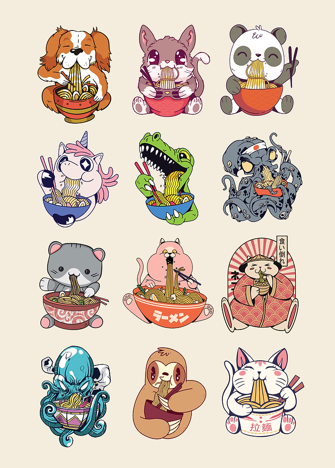 Cute ramen animals