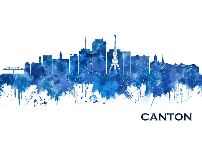 Canton Ohio Skyline Blue