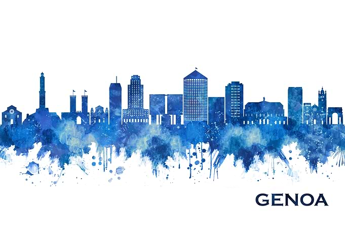 Genoa Italy Skyline Blue