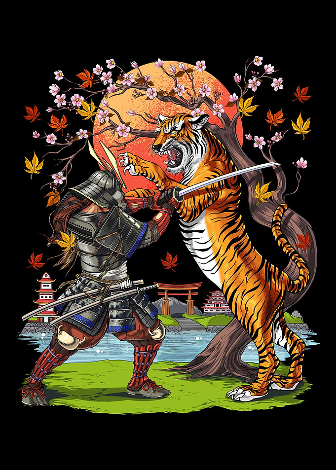 Japanese Samurai vs Tiger