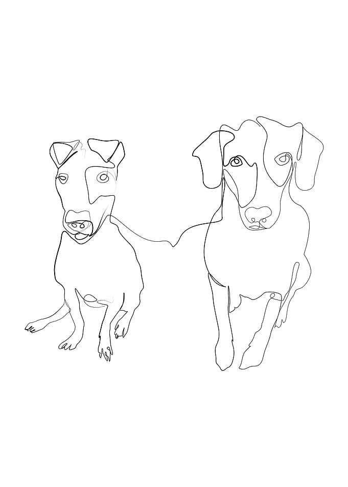 Double Dog One LIne Art