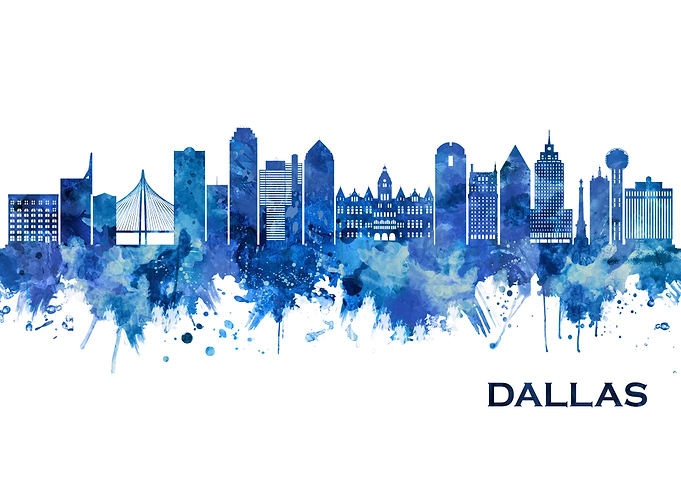 Dallas Texas Skyline Blue