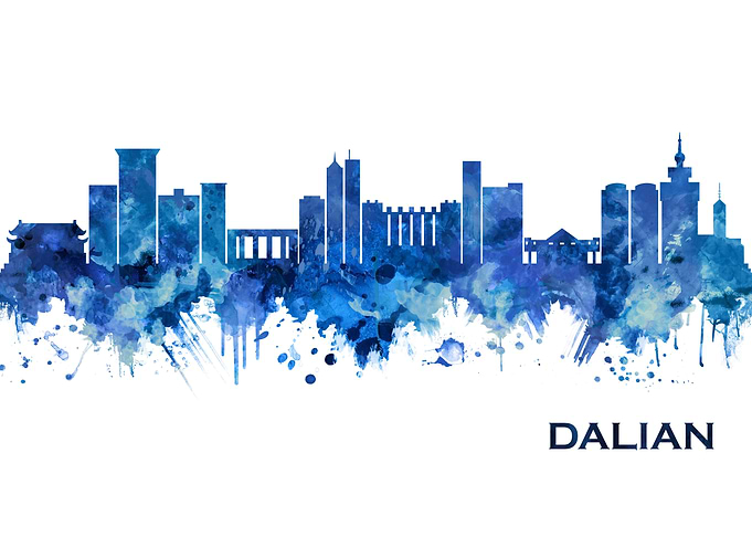 Dalian China Skyline Blue