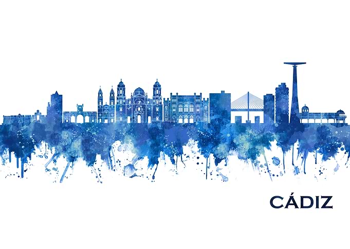 Cadiz Spain Skyline Blue