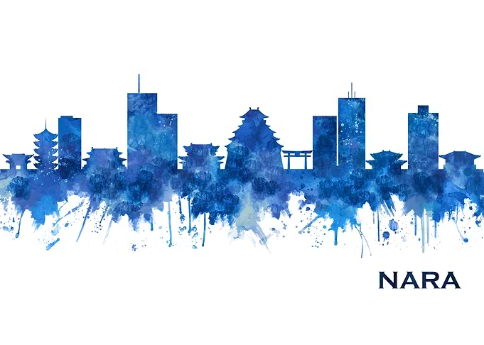 Nara Japan Skyline Blue