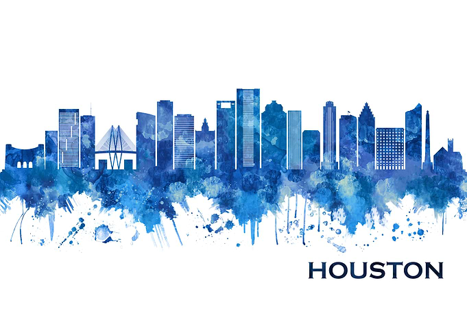 Houston Texas Skyline Blue