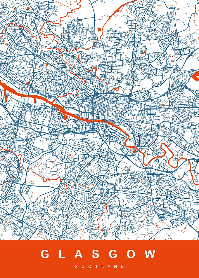 GLASGOW Map Scotland UK