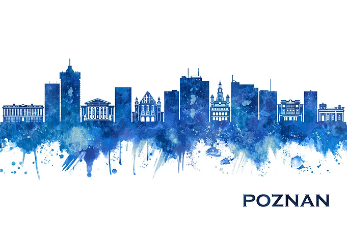 Poznan Poland Skyline Blue