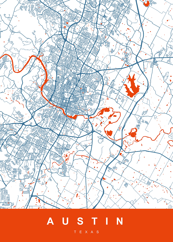 AUSTIN Map Texas USA