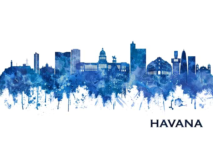 Havana Cuba Skyline Blue