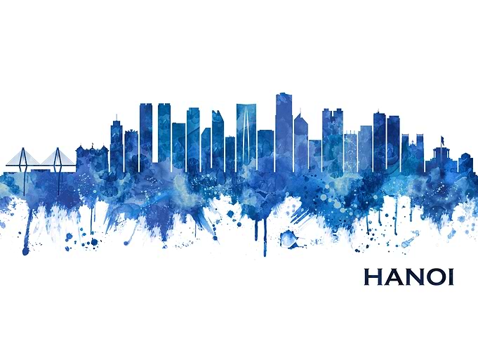 Hanoi Vietnam Skyline Blue