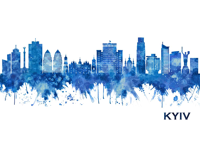 Kyiv Ukraine Skyline Blue
