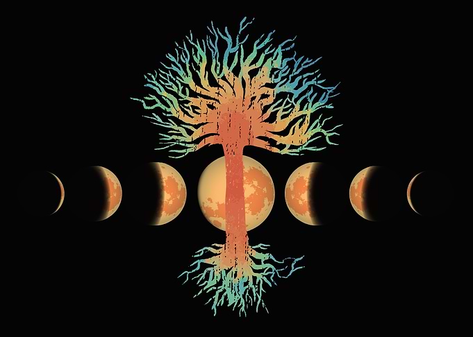 Moon phases tree of life
