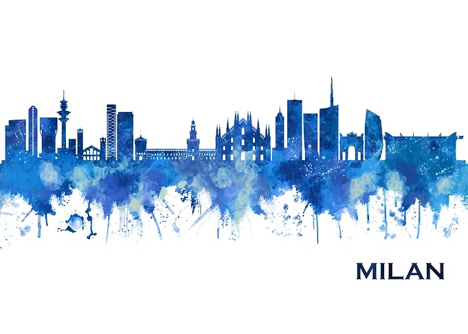 Milan Italy Skyline Blue