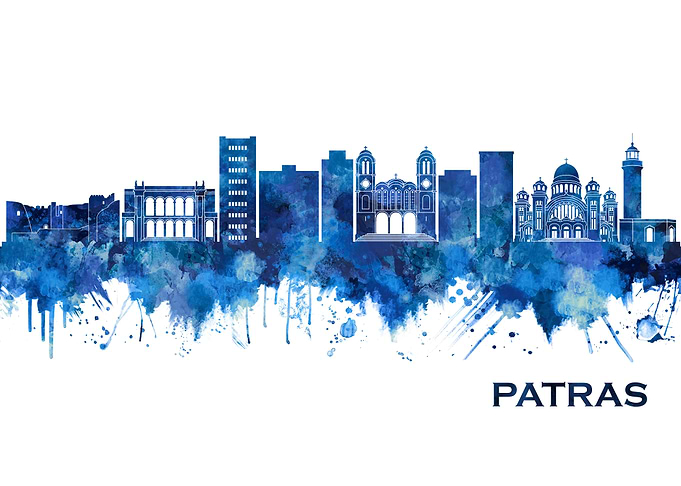 Patras Greece Skyline Blue