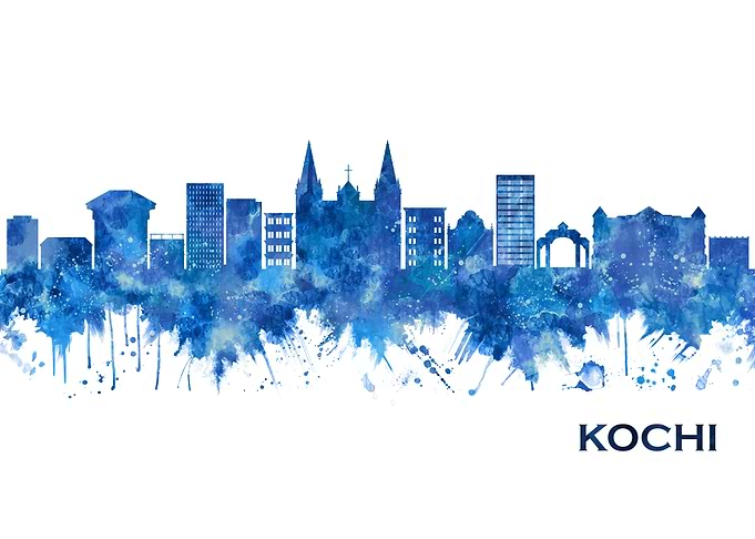 Kochi India Skyline Blue