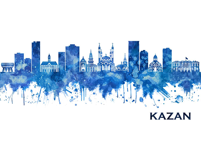 Kazan Russia Skyline Blue
