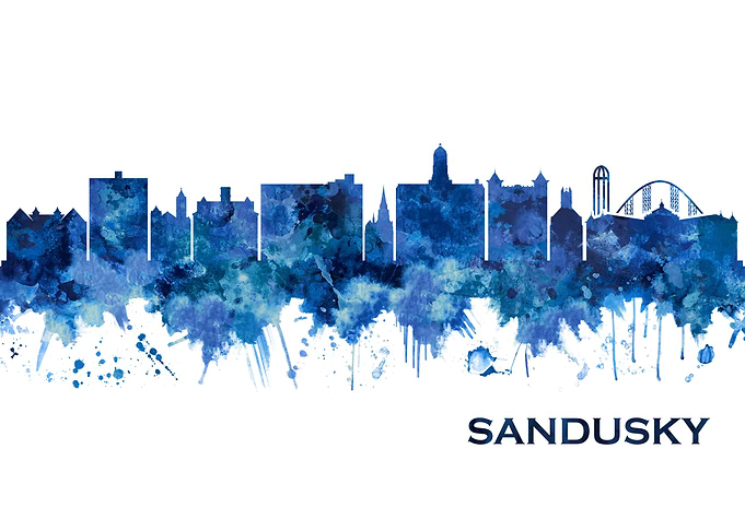 Sandusky Ohio Skyline Blue