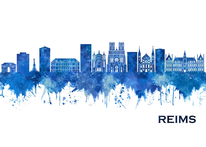 Reims France Skyline Blue