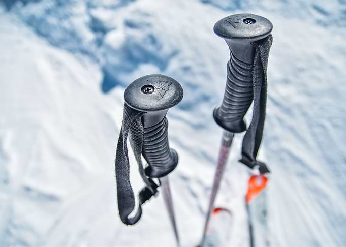 Ski poles in the snow