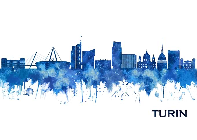 Turin Italy Skyline Blue