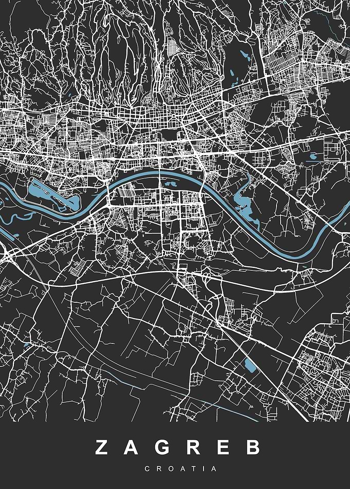 ZAGREB City Map CROATIA