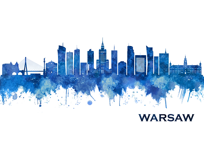 Warsaw Poland Skyline Blue