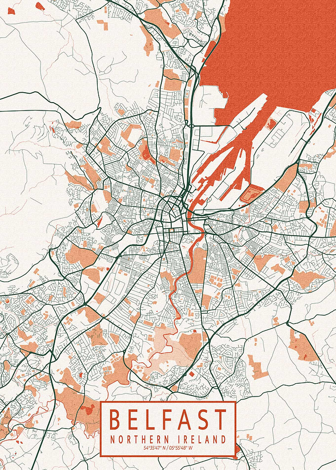 Belfast City Map Bohemian