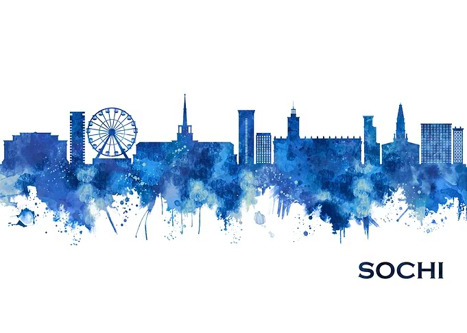 Sochi Russia Skyline Blue