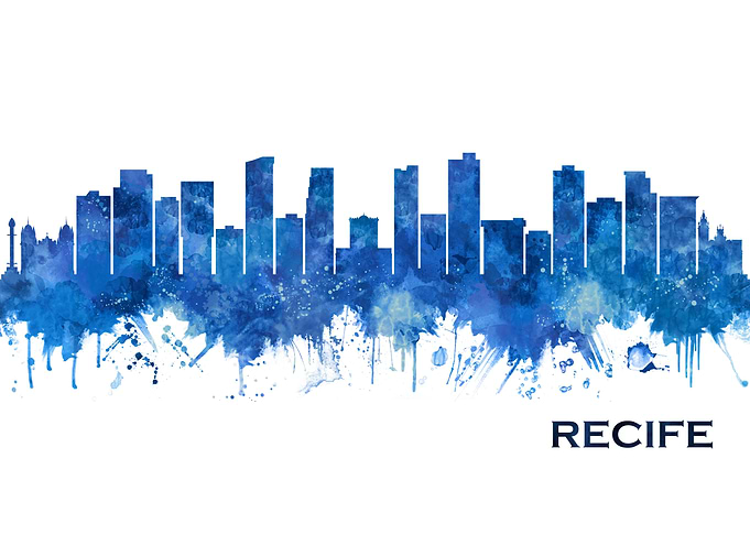 Recife Brazil Skyline Blue