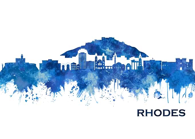 Rhodes Greece Skyline Blue