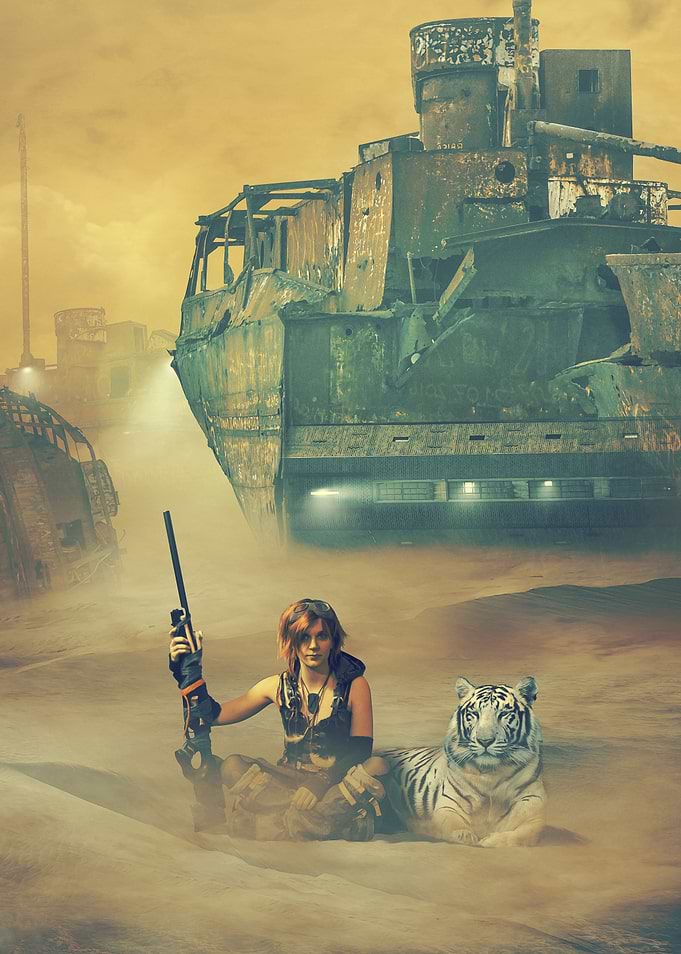 Girl with white tiger