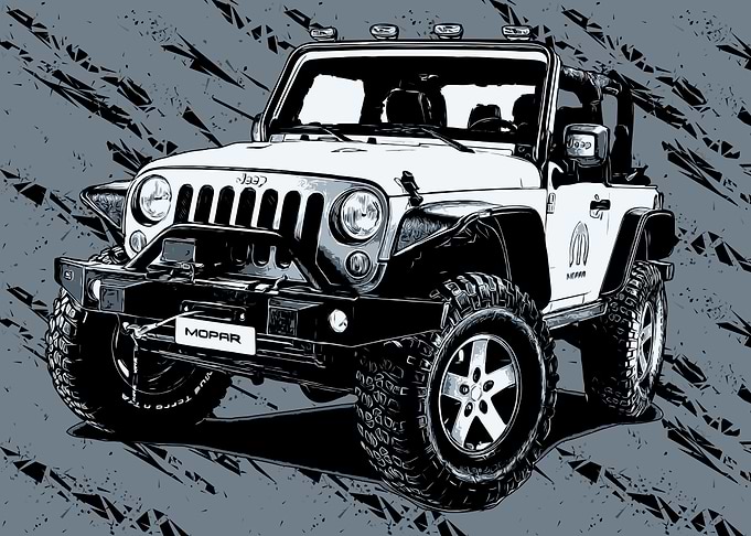 WHITE JEEP POSTER ARTWORK